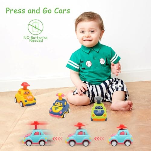 BelleStyle Toddler Toy Cars, 4Pcs Press and Go Baby Toy Cars for 1 2 3 Year Old Boys, Car Toys Set Early Educational Toys Gifts for 12 18 Months Kids Boys Girls — view 4