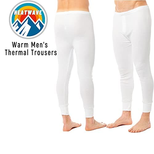 Heatwave® Pack of 2 Men's Thermal Trousers Long Johns Warm Underwear Baselayer Thermals, Medium White — view 6