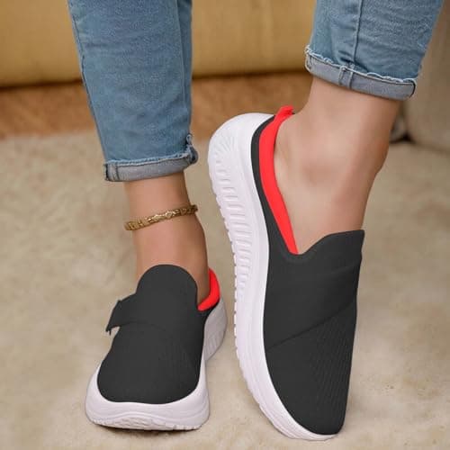 Breathable Mesh Slip On Slippers for Men and Women, Quick-Dry Casual Sandals with Flexible Sole for Indoor, Outdoor, Beach, and Travel Use (Red, 7) — view 2
