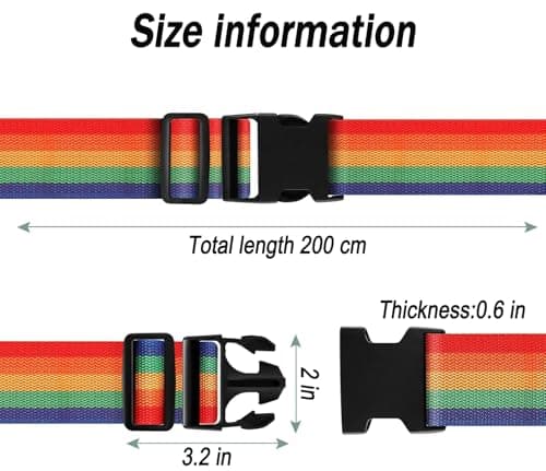 Heavy Duty Luggage Straps for Suitcases Packing Belts Travel Accessories Adjustable Bag Strap (Rainbow, 2pcs) — view 2