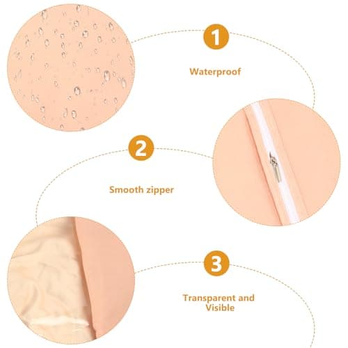 Tenbrachian 2 Garment Bags & 2 Shoe Bags, 23 x 47 in Suit Bag, Dust-Proof Clothes Covers Protector Bagss, Moth Proof Dress Bag with Zip, for Coat Jacket(Pink + White) — view 3