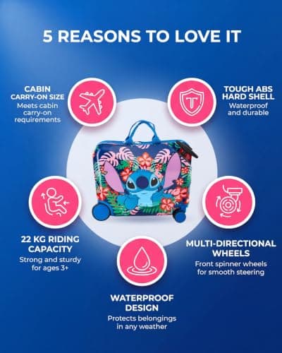 Fast Forward Stitch 18 Inch Ride On Luggage, for Kids, Ages 3+ — view 2