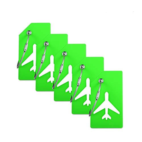 5PCS Luggage Tag with Name Card,Green Silicon Luggage Tags to Suitcase