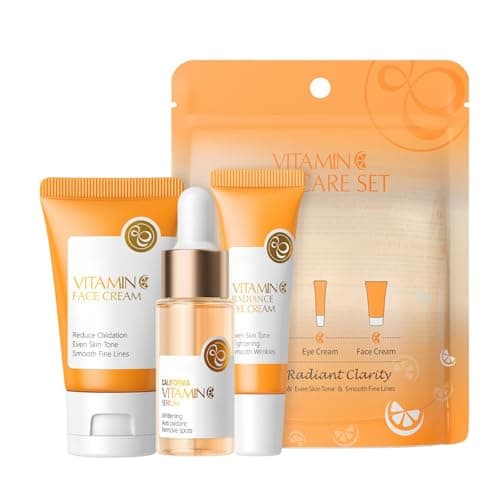 Skin Care Set Vitamin C Beauty Gift Sets Skin Care Kit with Cleanser, Face Toner, Cream, Sunscreen Valentines Gifts Kit for Women Mom Wife Sister Daughter Teen Girls Sizes Birthday Gift 4pcs