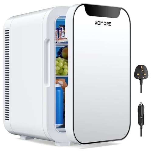 KOMORE Mini Fridge, 18L Portable Small Fridge, Cooler & Warmer, White