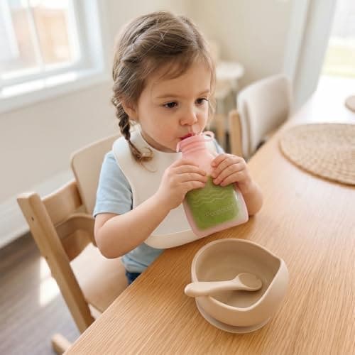 PandaEar 4 Pack Reusable Silicone Baby Food Pouches, Squeeze Pouches for Toddler Kids, BPA-Free Silicone Refillable Baby Food Storage, 5 oz — view 3