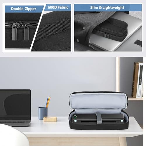 Double Layers Portable Printer Case for Wireless Thermal Printer, Black — view 4