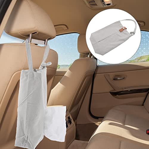 Luxshiny Car Tissue Bag Hanging Canvas Tissue Holder Easy Access and Wall Hanging for Bathroom and Living Room Use Car Seat Travel Organizer — view 6