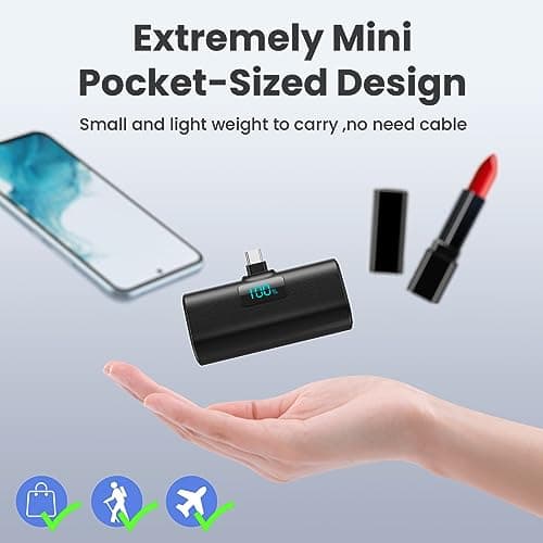 Power Bank Portable Charger for iPhone, Upgraded 5200mAh PD USB C Fast Charging Battery Pack, Ultra-Compact Powerbank Compatible with iPhone 17/16/15 Series, Samsung S25/24 Series, Huawei, Android etc — view 3