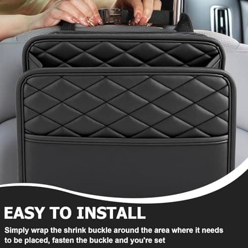 Car Seat Organiser,2 in 1 Hanging Car Storage Bag,Waterproof Leather Car Seat Back Storage,Foldable Car Seat Storage Organizer,Multifunctional Vehicle Accessories Suitable for Children and Adults — view 5