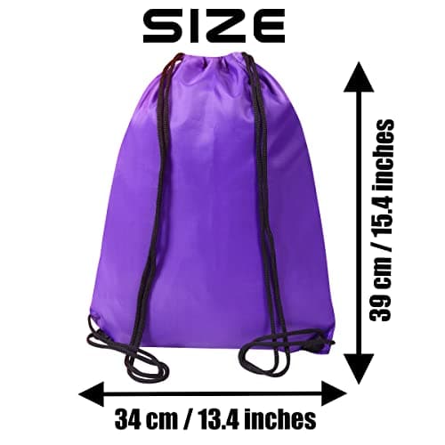 SAWANS Drawstring Bags Gym Swimming School Sports Bag Unisex 1PCS Trainer String Bag Sack Backpack PE Bags for Women Men Children Travel Beach Kids Boys Girls Outdoor Shopping (Purple 1pc) — view 2