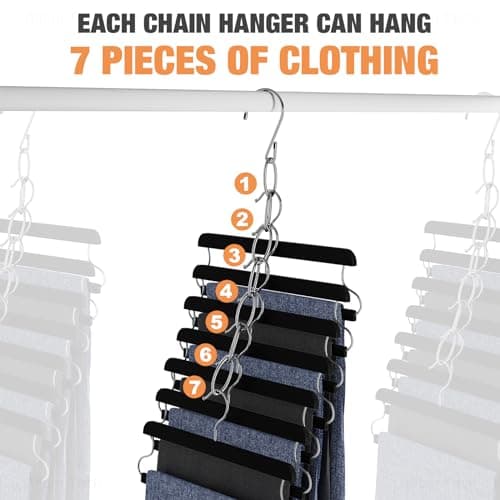 NiHome 10-Pack Space Saving Clothing Chain Hanger, Foldable Metal, Silver — view 6