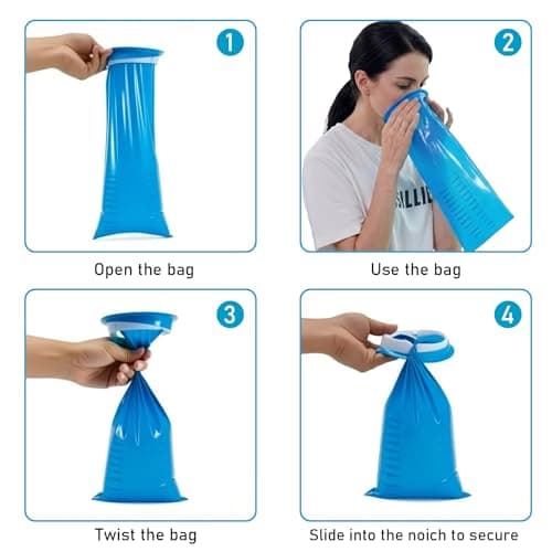 60 Pcs Sick Bags for Car Travel 1000 ml, Portable Vomit Bags Emesis Bag Disposable Blue High Density Emesis Bag for Car Travel Aircraft Motion Morning Sickness Airsick — view 5