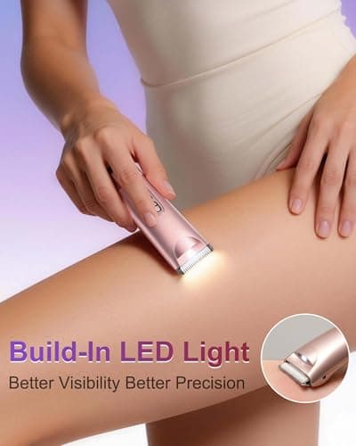 Bikini Trimmer Women with LED Light, Facail Hair Remover for Women,2-in-1 Intimate Lady Shavers for Women Pubic Hair & Face, Waterproof Rechargeable Trimmer with Travel Bag — view 2