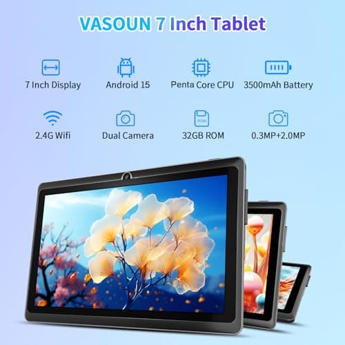 VASOUN 7 inch Android 15 Tabelts, Tablet PC with 8GB(3+5GB Expand) RAM, 32GB ROM, Penta Core Processor, GMS Certified WiFi Dual Camera, Portable (Green) — view 2