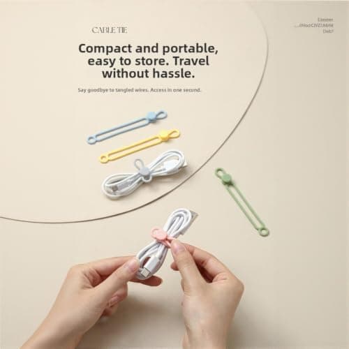 10 Pack Silicone Cable Ties, Reusable Cord Organiser for — view 6