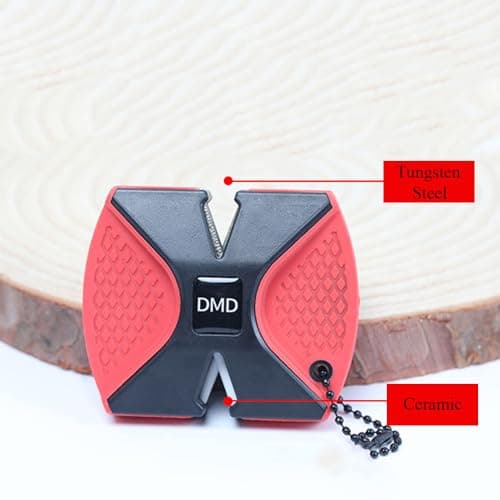 2-Step Double Sided Ceramic Knife Sharpener Portable Mini Whetstone Tungsten Steel Sharpening Stone for Kitchen Outdoor Camping Knives (Grey) — view 3