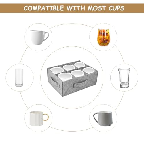 Felt Cup Holder Camping with 6/12 Compartments Camping Tableware Storage — view 5