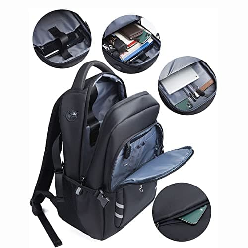 QQYG Waterproof Men's Backpack with USB Headphone Plug Multifunctional Large Capacity Outdoor Travel Computer Unisex Student Bag,Maroon,46 * 32 * 20CM — view 6
