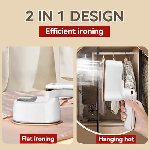 Unbbty Clothes Steamer, 2-IN-1 Travel Steamer for Clothes, Powerful steamer clothing for Travel, 1100W, Fast Heat-up, 3 Steam Levels Output, Handheld Steamer for Clothes (White) — view 2