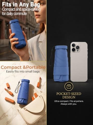 Mini Travel Umbrella for Sun Protection, SPF 50+ Compact UV Umbrella — view 6