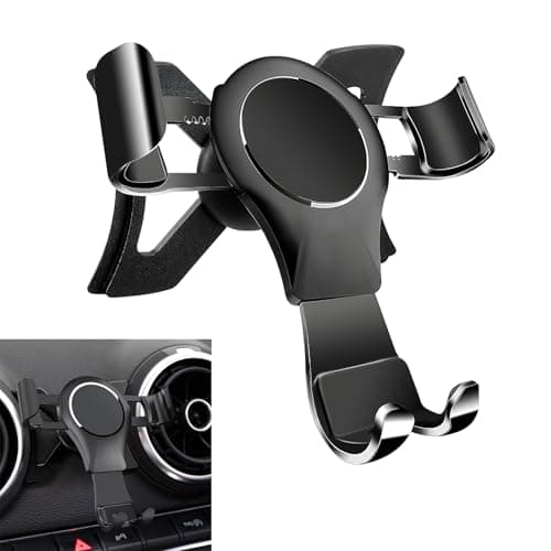 Focenat Car Phone Holder, Vehicle Mobile Phone Stand Mount, Gravity Auto Lock Aluminum Alloy with 360 Degree Rotation, Stable No Jitter Air Vent Cradle, Compatible with Audi A3