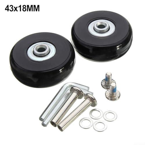 2pcs Replacement Wheels for Luggage Suitcase Repair Kit Rubber Rollers with Double Bearings (43mm*18mm) — view 2