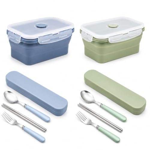 4Pcs Silicone Food Storage Containers Set Collapsible Lunch Boxes with Lids