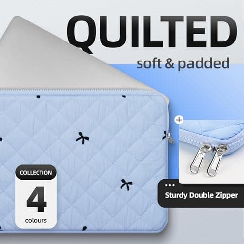 BAAGOAZ 15-16 Inch Laptop Sleeve MacBook Case with Embroidered Bows, Blue — view 2