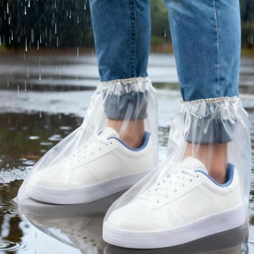 aieieii 10 Pairs Waterproof Shoe Covers, Transparent Shoe Protector Cover — view 3