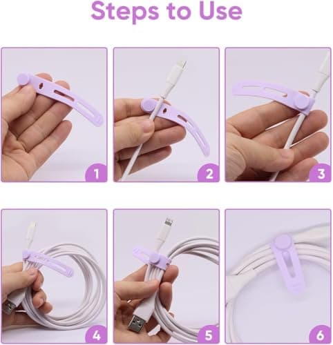 12pcs Silicone Cable Ties - Reusable Cable Ties for organizing Earphones, Phone Chargers, Computer Cables, and Home Appliance Cords - Perfect for Tidy Cable Management — view 3