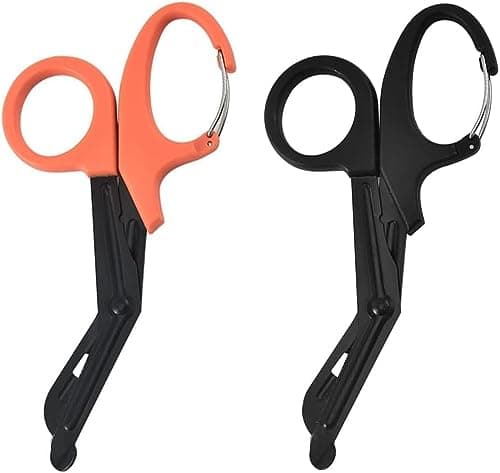 Stealth Black Coated First Aid Scissors, Stainless Steel Safety Scissors for Bandages, Gauze & Tape, Rounded Tip Emergency Scissors for First Aid Kit, Home, Travel & Workplace (Black & Orange, 15cm)