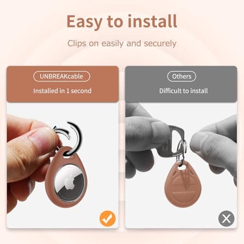 UNBREAKcable 360° Protective Case for AirTag (1st & 2nd Generation) [4 Pack], TPU Full Cover Keyring Holder with Premium Zinc Alloy Spring Clip, Scratch-Resistant Design for Keys, Bags, Luggage — view 6