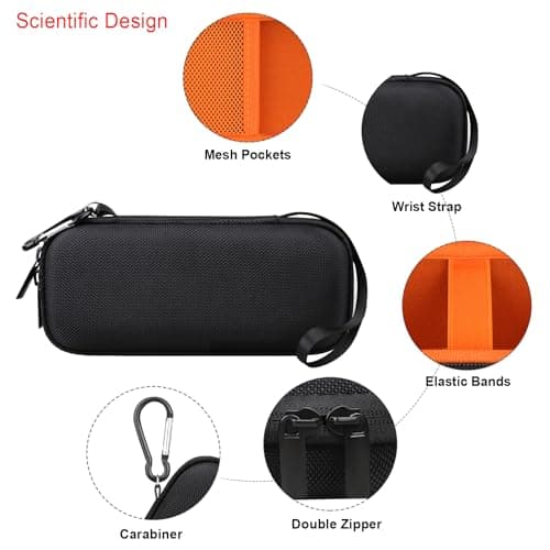 Elonbo Carrying Case ​for Sonos Roam 2 / Sonos Roam Portable Waterproof Bluetooth Speaker, Compact Wireless Speaker Hard Travel Protective Bag Storage Holder, Extra Mesh Pocket Fits Cable,Black+Orange — view 4