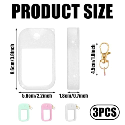 JBUQEG 3 Pcs Hand Sanitizer Spray Case, Silicone Case with Keychain, for Hand Sanitizer Spray, 1Fl Oz, 30ml, Portability Size, Suitable for Travel, Work, School, Outdoor — view 2