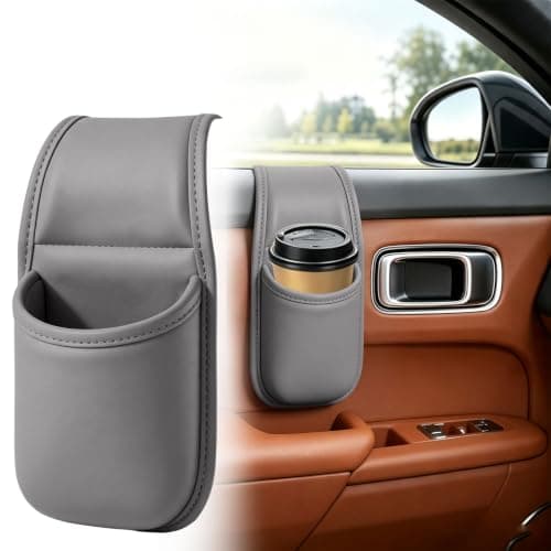 5 Pack Car Door Storage Pocket Leather Seat Side Organiser，Grey — view 4