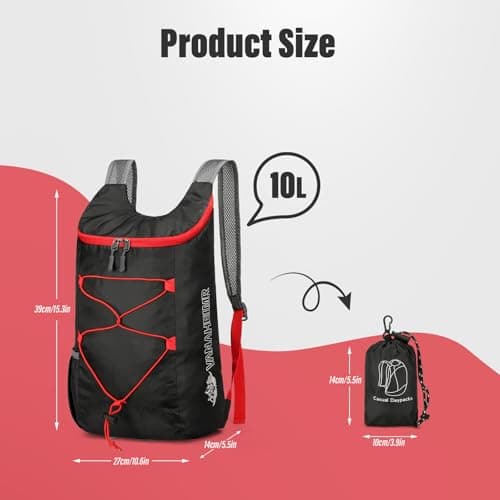 Sahunfri 2 Pcs Ultra Lightweight Backpack, Foldable Backpack Water Resistant Travel Rucksack, Multi-Functional Foldable Backpacks Womens Men For Camping, Hiking, Biking — view 6