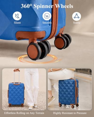 British Traveller 24 Inch Medium Suitcase, Lightweight ABS+PC Luggage — view 2