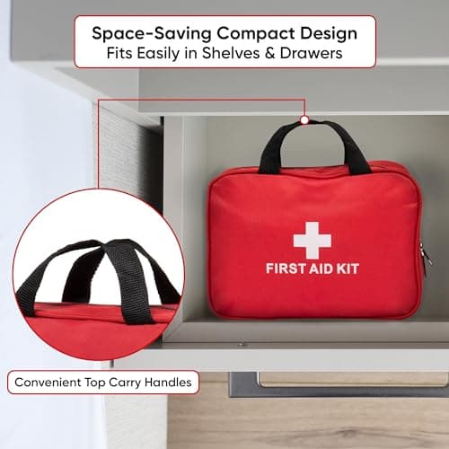 Albert Austin 68 Pcs First Aid Kit with Bandages Scissors Emergency Blanket for Car Work Home Travel Outdoor Camping Hiking Survival Use Compact Easy to Carry Water Resistant Bag with Multiple Pockets — view 6