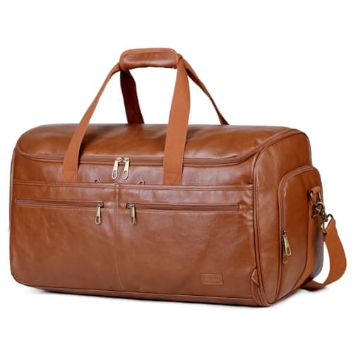 BAOSHA Vegan Leather Garment Bag Travel Duffle Bag Hybrid Hanging Suit Luggage Bag for Men XZ-03, Brown, Leather Garment Bag for Men