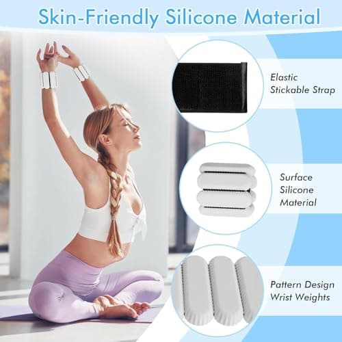 2 PCS Adjustable Wrist Weights Ankle Weights Set for Exercise Walking Jogging Yoga Aerobics Pilates Weight-Bearing Bracelet Fitness Wristband (Grey, 2lbs/each) — view 3