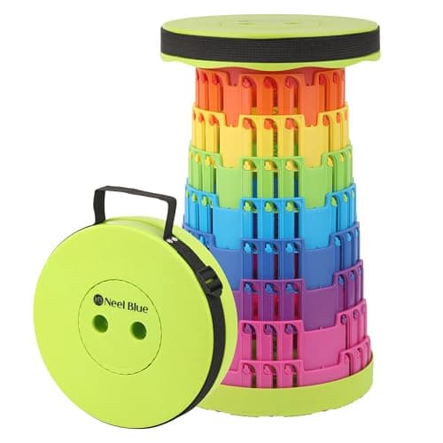 Trimming Shop Telescopic Folding Stool Portable Seat 440lbs, Rainbow Green