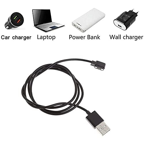 Smartwatch USB Magnetic Charging Cable – Universal Smart Watch Charger, 2 Pin 2.84mm Replacement Wire for Smartwatch, 80cm Black Cord — view 4