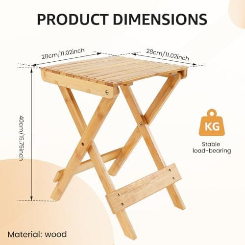 HZUIZXYO Folding Side Table,Wood Small Folding Table Foldable Small Patio Table Lightweight Portable Side Table Compact Patio Folding Table for Indoor Outdoor,28x28x40cm — view 2