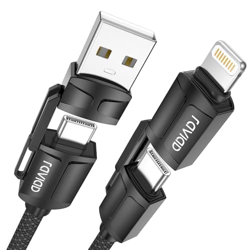 RAVIAD Multi Charger Cable Short 50CM, 4 in 1 3A USB Fast Charging Cord 60W