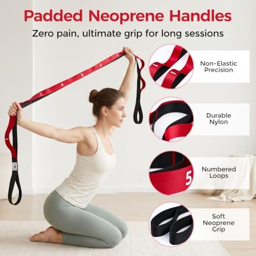 Slim Panda Yoga Strap with 12 Numbered Loops for Stretching, Non-Elastic — view 3
