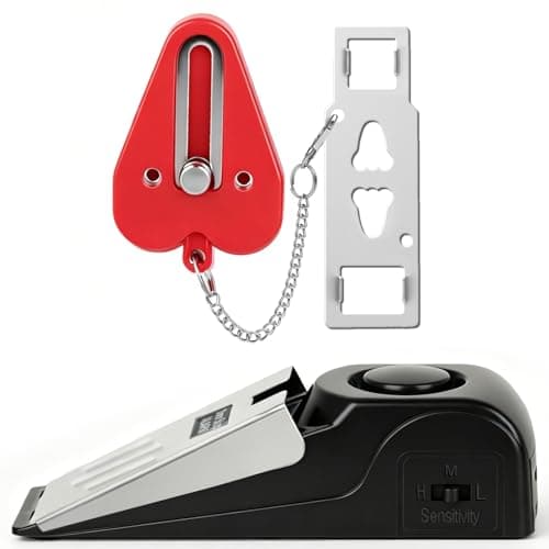 HNHMT Upgraded Portable Door Lock & Door Stop Alarm, Dual Protection Security Door Kit,Door Security Devices Pocket Self Defensey Tools,for Traveling Hotel Home Apartment College House(2 Pack)