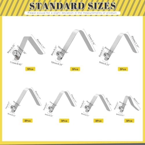 Mardatt 21PCS 7 Sizes Push Button Spring Clips Kit, Stainless Steel Push Button Clips, V Shaped Tent Pole Clips, Spring Snap Clips Locking Tube Pin for Camping Kayak Paddle Tent Pole — view 2