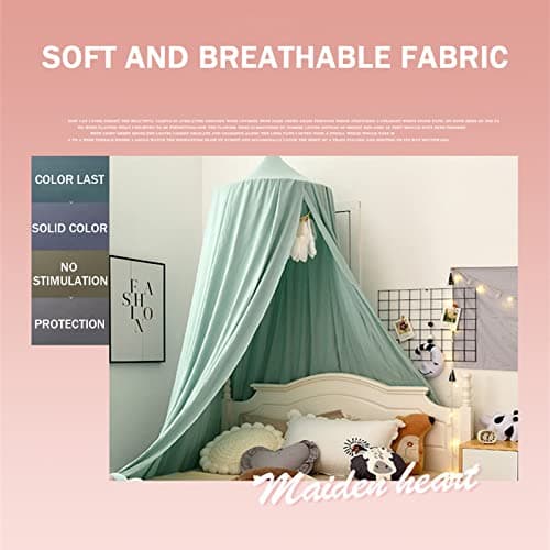 Surwin Bed Canopy for Girls Boys Kids Single Double, Solid Color Round Dome Bed Canopy Mosquito Net Protection Canopy Play Tent Bedroom Nursery Decoration Hanging Curtain Net (Khaki) — view 6