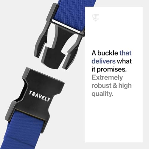 Travely Premium Luggage Strap - Especially Eye-catching and Safe - Includes 2 Name Tags - Luggage Strap Ideal Over Cross - [Set of 2] Navy — view 3